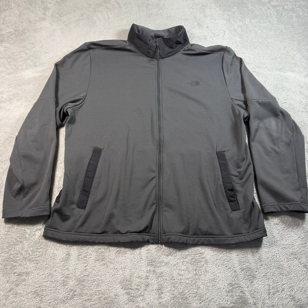 The North Face Wayroute Jacket Mens XL Gray Full Zip Waffle Knit NF0A5364